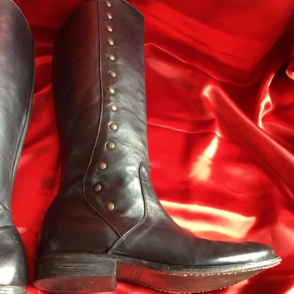 BED STU Black Leather Rivet High Boots - Picture 7 of 11
